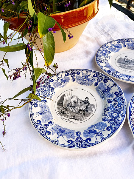 Antique French Dessert Plates #blue3 1