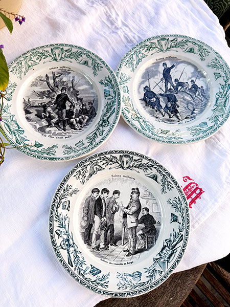 Antique French Dessert Plates #GREEN3