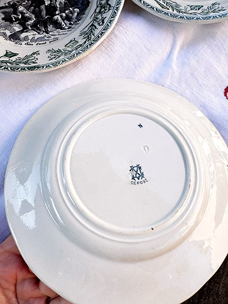 Antique French Dessert Plates #GREEN3 3