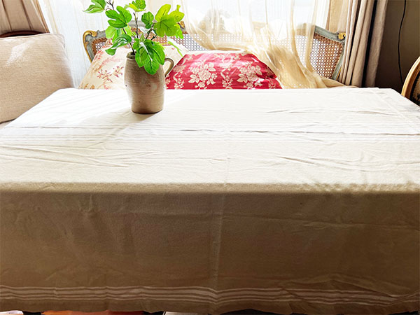 Provence White Striped Tablecloth 66 x 58 1