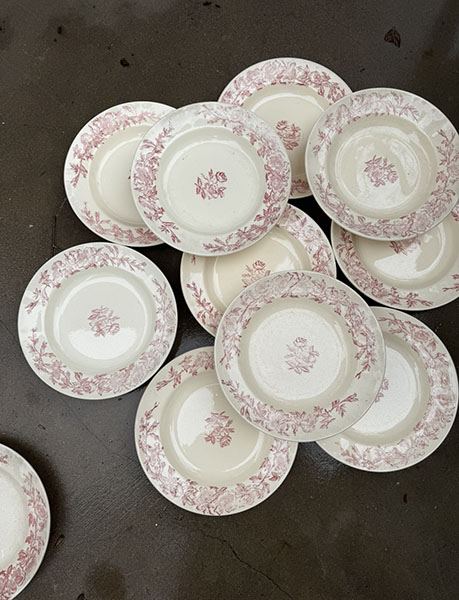 Antique Shallow Bowls / Salad Plate SET 10 #pink