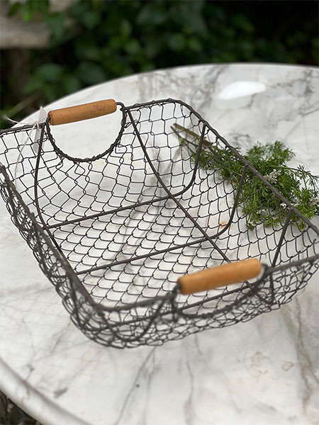 French Wire Basket w/Wood Handles 1